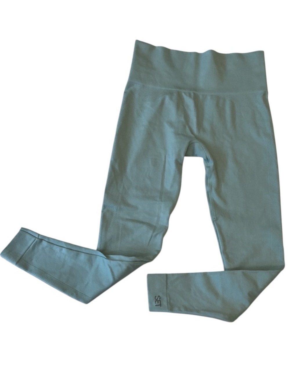 Set Active Sculptex High-Waist Ribbed Leggings in Blue Sage